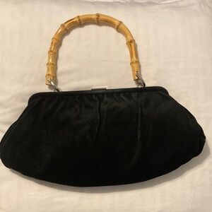 Banana Republic Black Handbag with Bamboo Handle